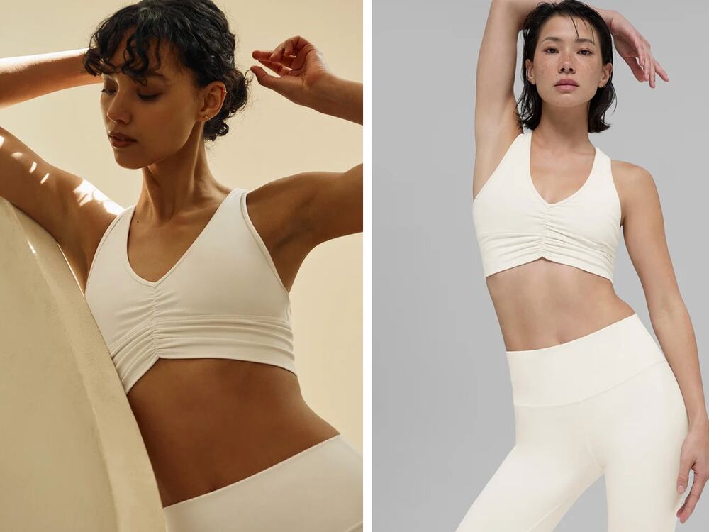 ALO Women Wild Thing Sport Bra Size Small Cream White Workout Yoga Light Support